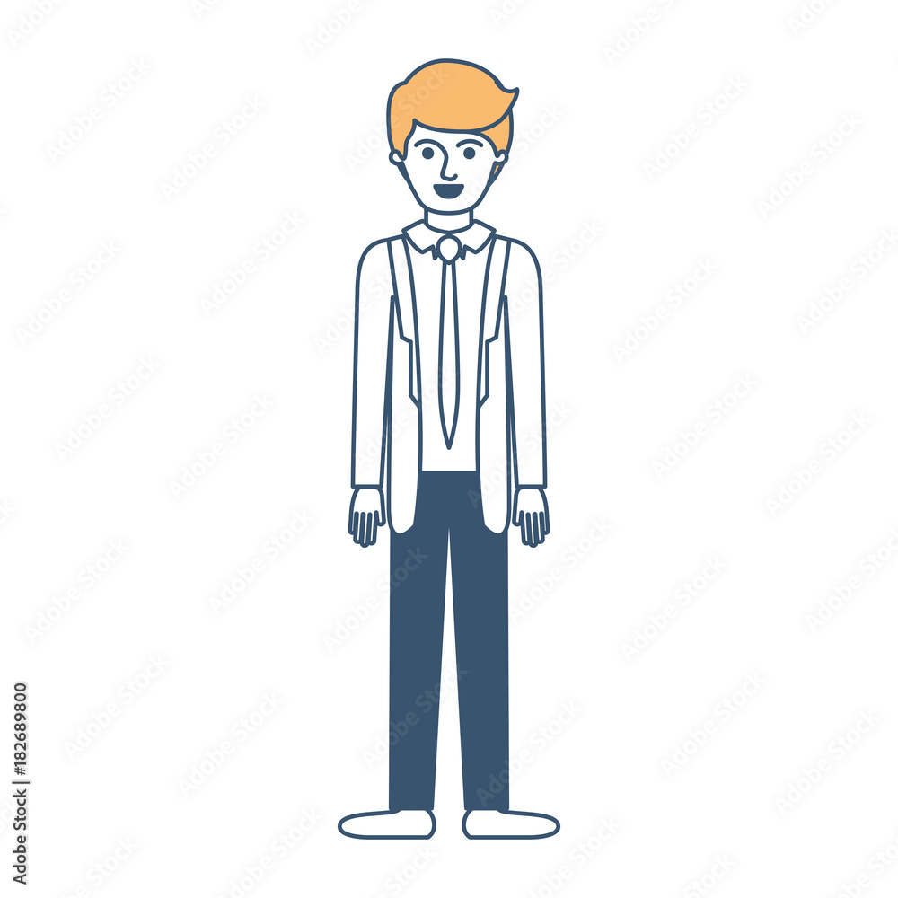 man full body with suit and tie and pants and shoes with short hair in color sections silhouette vector illustration man full body with suit and tie and pants and shoes with short hair in color sections silhouette vector illustration