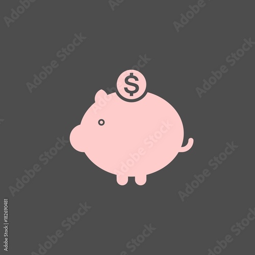 Piggy bank flat vector icon
