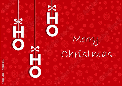 hohoho white text on the christmas greeting card, horizontal vector illustration