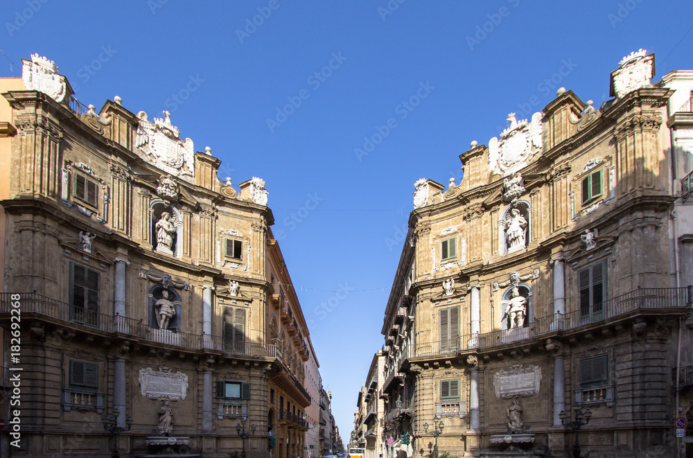 Quattro Canti di citta in Palermo, Sicily, Italy