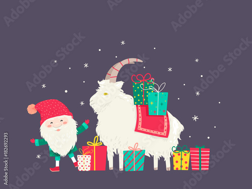 Man Jul Tomte Goat Illustration