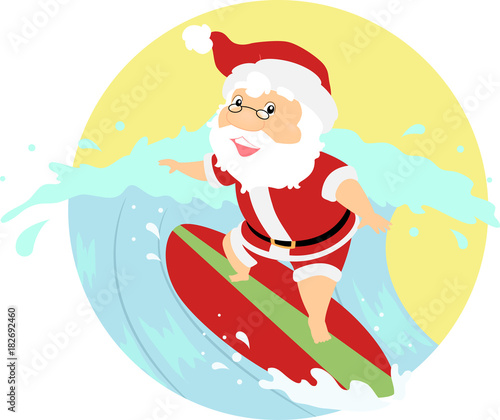 Photography Santa Xmas Surfing Illustration
