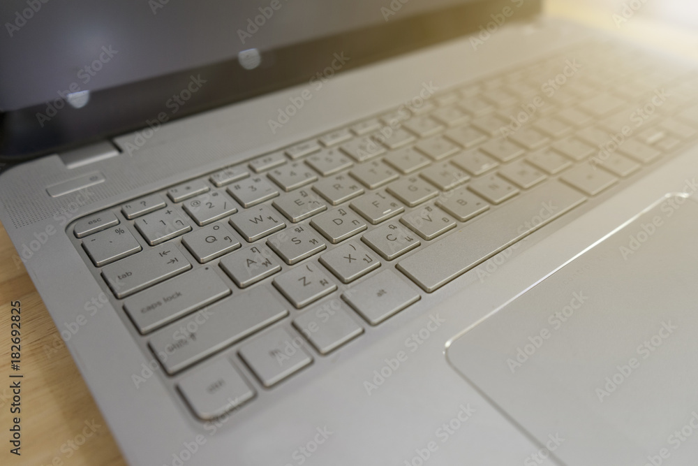 keyboard laptop on wood table, Concept about business keyboard laptop on wood table, Concept about business
