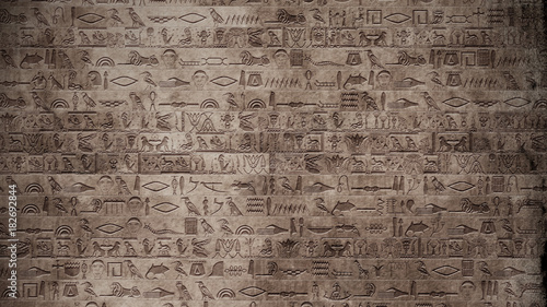 Vertical Egyptian Hieroglyphs Ancient Stone Wall