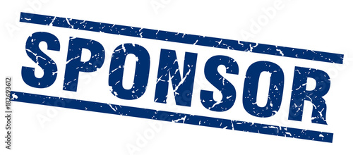 square grunge blue sponsor stamp