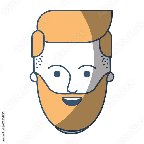 male face with beard and side parted hairstyle in color sections silhouette vector illustration