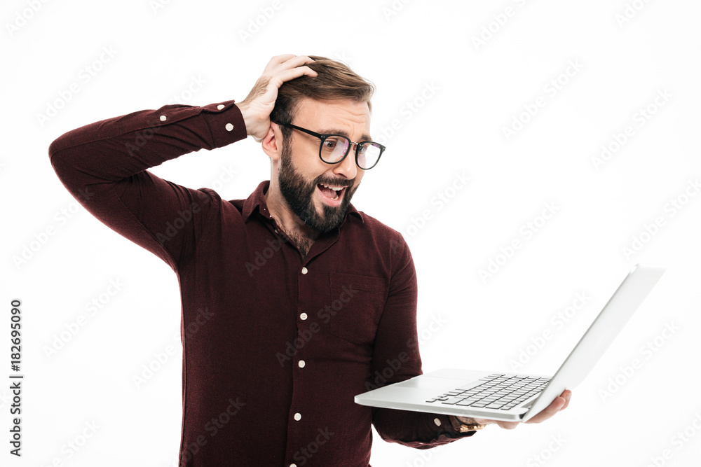 Portrait of a surprised young bearded man Portrait of a surprised young bearded man