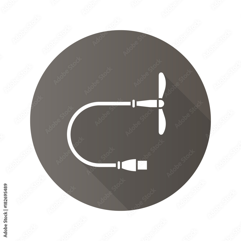 USB fan flat design long shadow glyph icon USB fan flat design long shadow glyph icon
