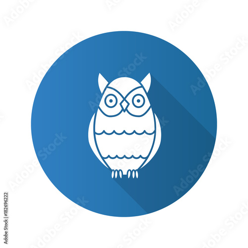 Owl flat design long shadow glyph icon