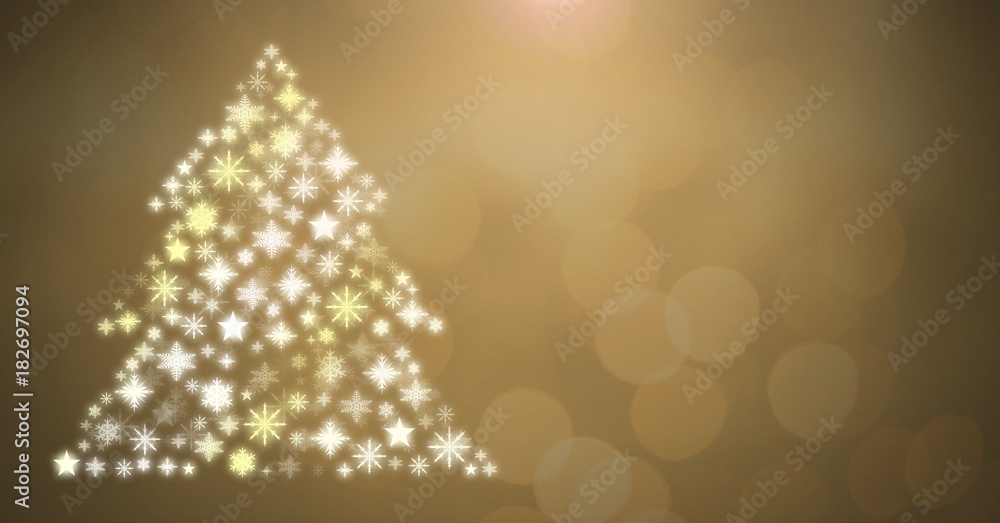 Golden Snowflake Christmas tree pattern shape Golden Snowflake Christmas tree pattern shape