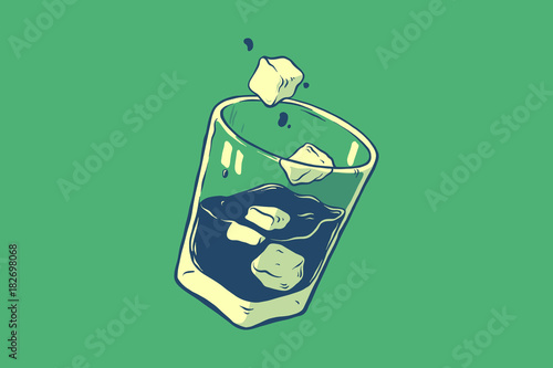 Vector whiskey illustration. Hand drawn sign. Good for leaflets, cards, posters, prints, menu.