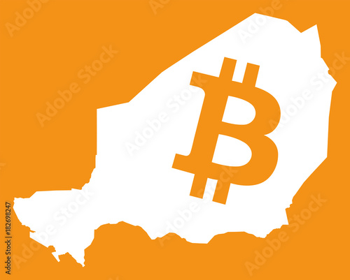 Niger map with bitcoin crypto currency symbol illustration