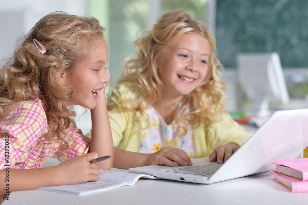beautiful little girls at class