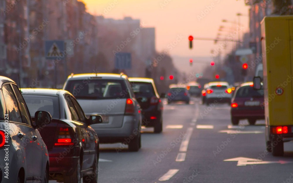 Traffic jam at city road