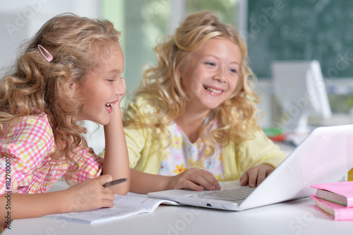 beautiful little girls at class