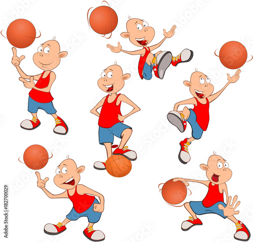 Illustration of Cute Little Boys. Basketball players