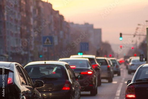 Cars traffic jam in city