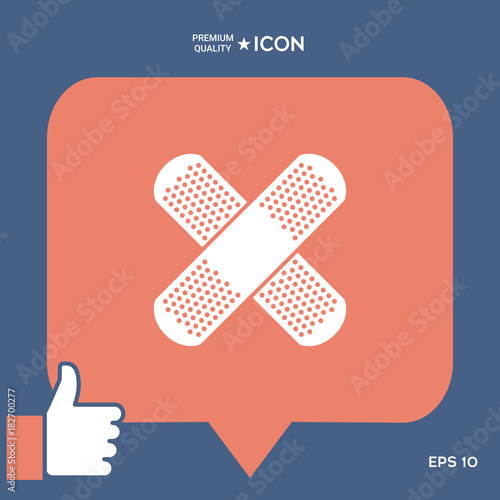 Cross adhesive bandage, medical  plaster icon