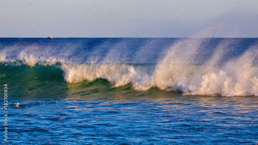 Beautiful Blue Ocean Wave  in Costa Brava coastal in Spain