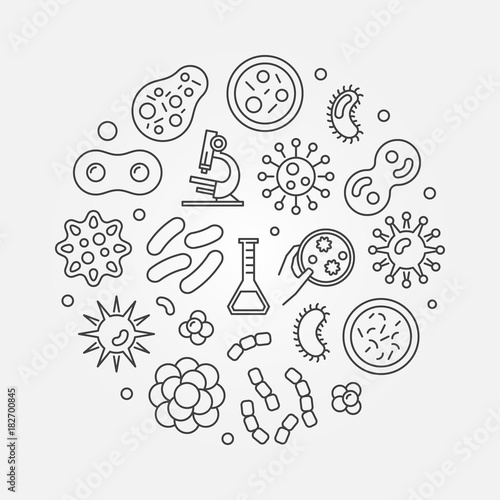 Viruses vector round illustration made with virus outline icons