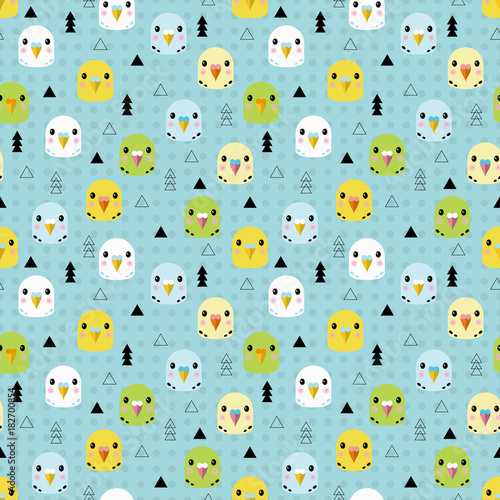 Wallpaper Mural Love bird background. Seamless pattern.Vector. インコのパターン Torontodigital.ca
