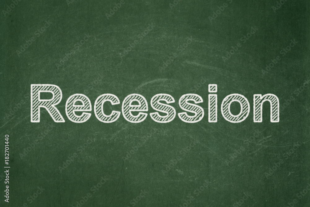 Obraz premium Finance concept: text Recession on Green chalkboard background