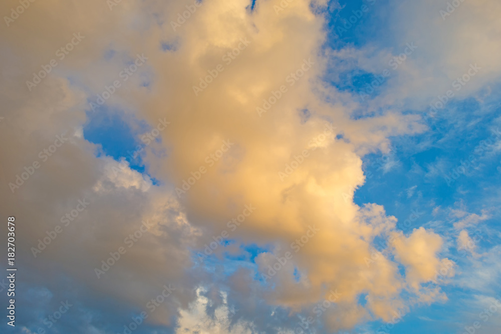 Clouds in a blue sky in autumn