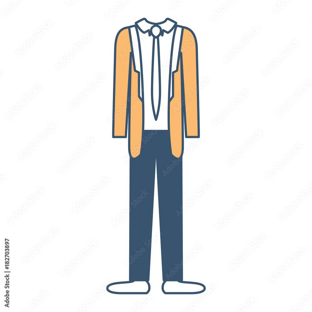 male clothes with suit and shirt with tie and pant and shoes in color sections silhouette vector illustration male clothes with suit and shirt with tie and pant and shoes in color sections silhouette vector illustration