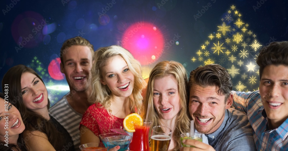 Party people having fun and Snowflake New Year Christmas Party Party people having fun and Snowflake New Year Christmas Party