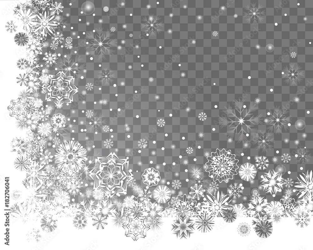 custom made wallpaper toronto digitalFalling snow on a transparent background. Abstract snow background for your Merry Christmas and Happy New Year corner frame design. Vector illustration