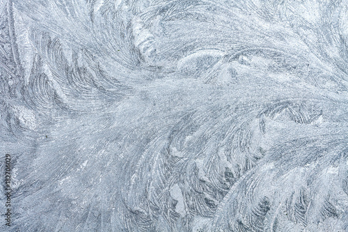 frost texture on the frozen window.