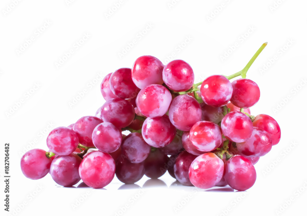 red grapes isolated on white background