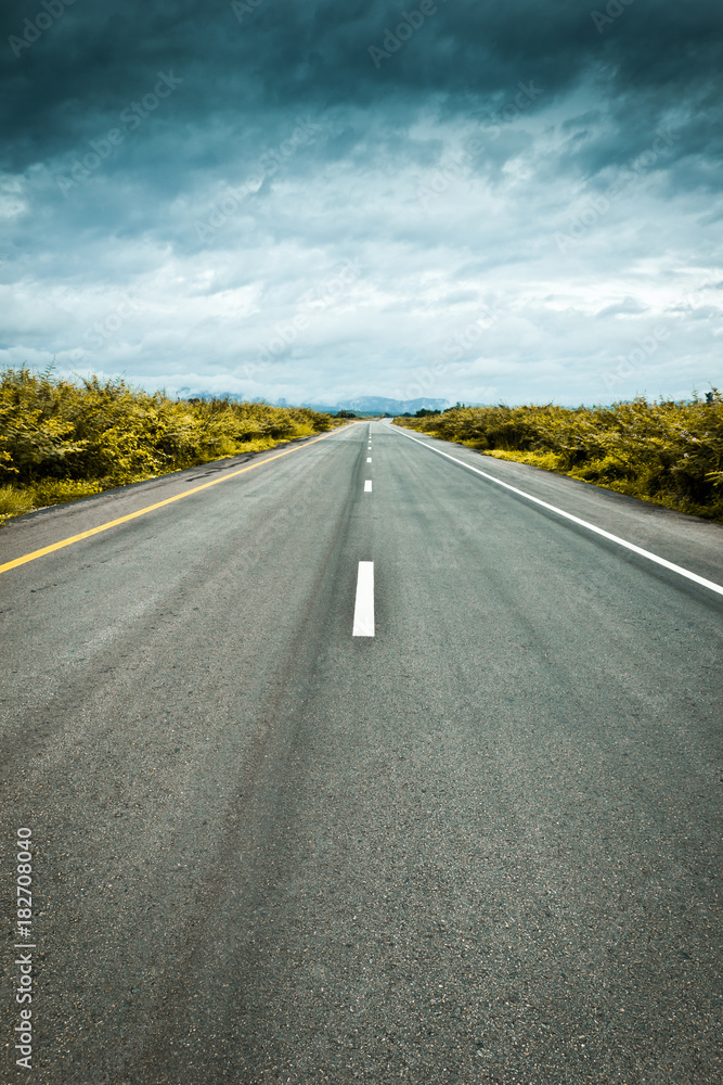 asphalt road with storm 