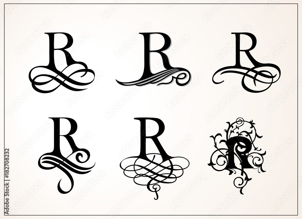 Vintage Set . Capital Letter R for Monograms and Logos. Beautiful ...
