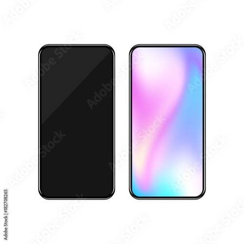 Smartphone with colorful screen and black screen