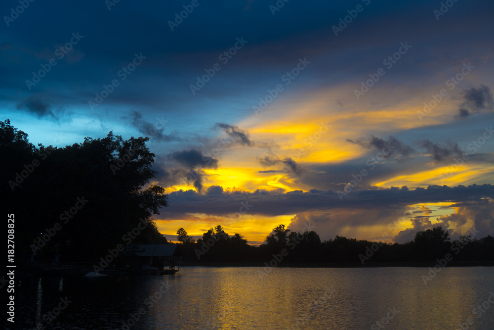 Fototapeta premium the nature sunset over the forest in Thailand