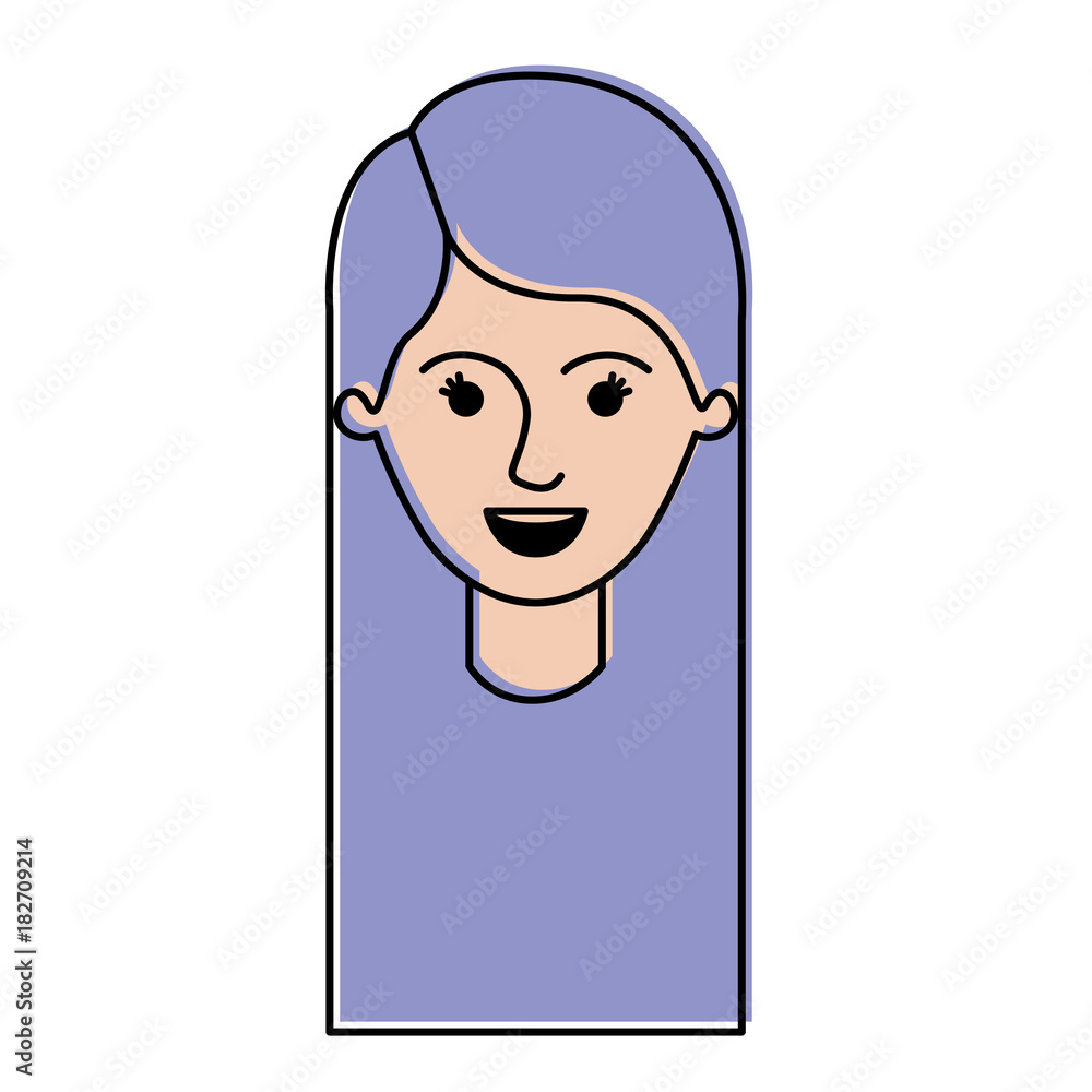 female face with long straight hair in watercolor silhouette vector illustration female face with long straight hair in watercolor silhouette vector illustration