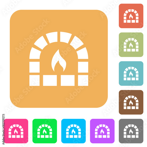 Stone oven rounded square flat icons