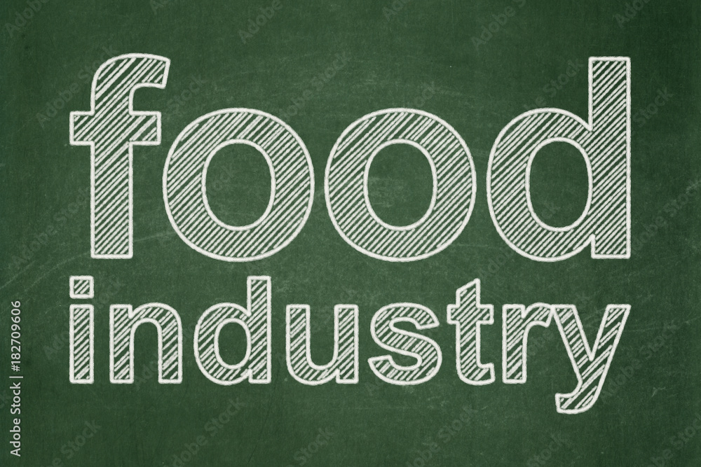 Obraz premium Manufacuring concept: text Food Industry on Green chalkboard background