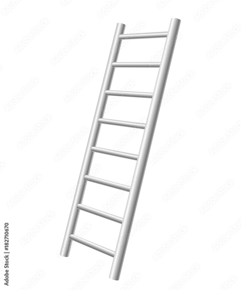 Realistic metal staircase on a white background. Vector illustration Realistic metal staircase on a white background. Vector illustration