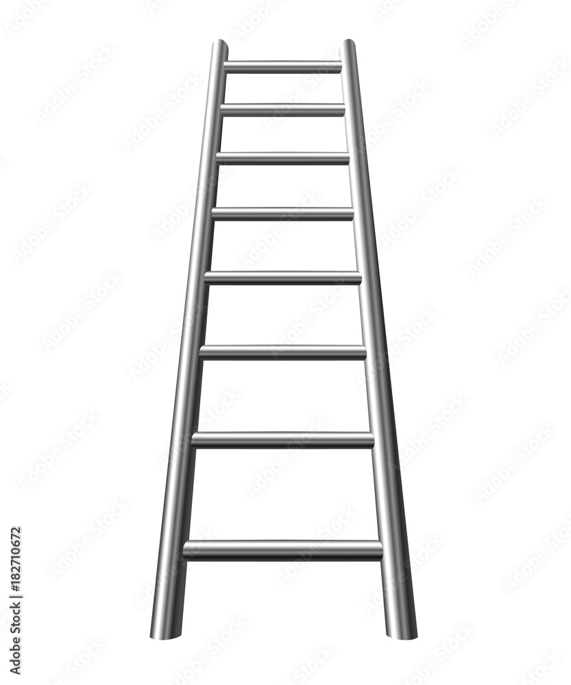 Realistic metal staircase on a white background. Vector illustration Realistic metal staircase on a white background. Vector illustration