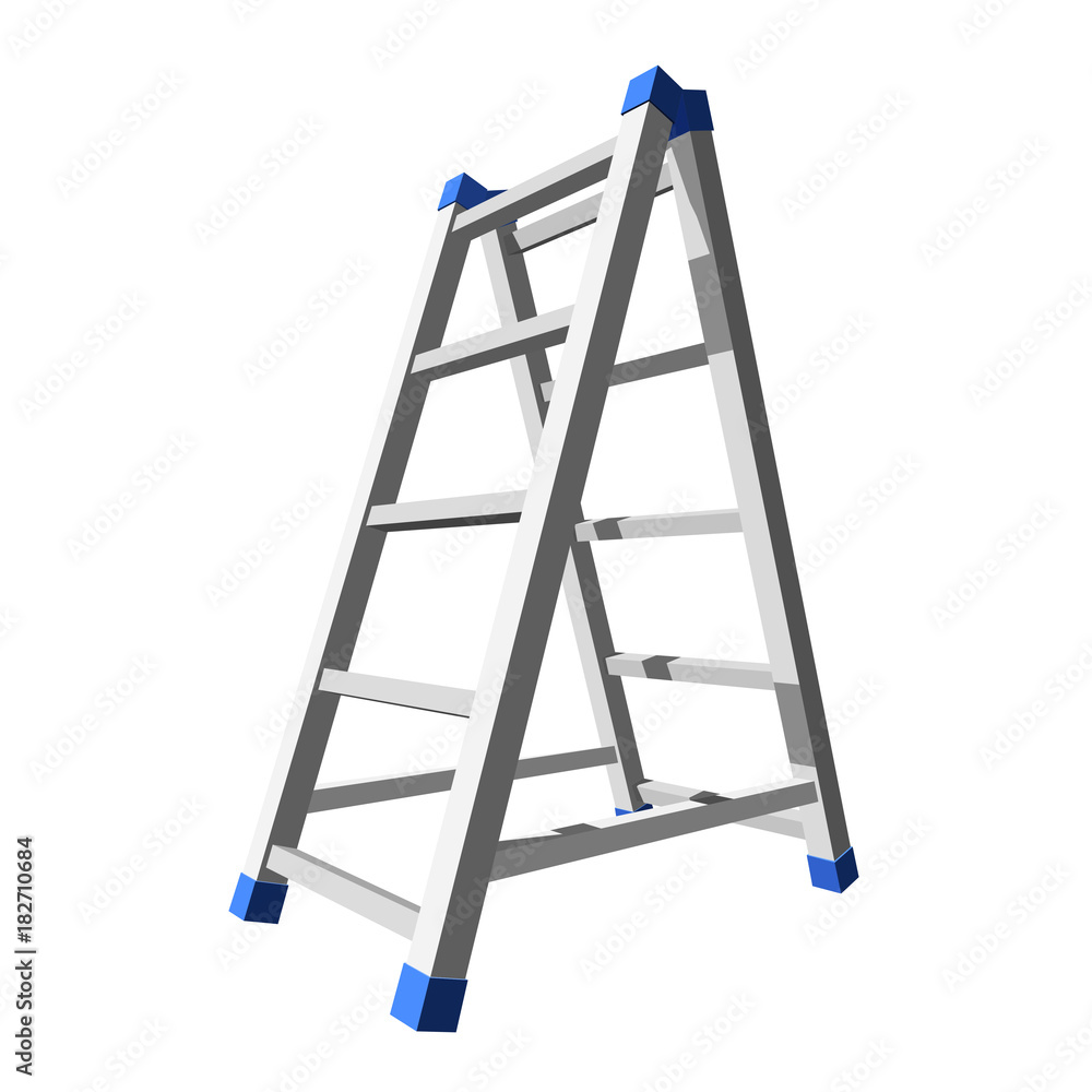 Realistic metal staircase on a white background. Vector illustration Realistic metal staircase on a white background. Vector illustration