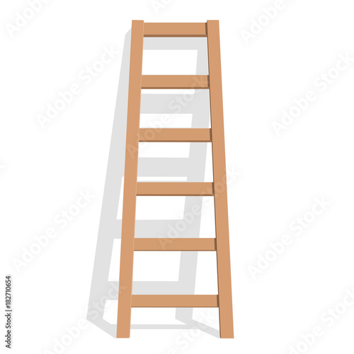 Realistic wooden ladder on a white background. Vector Illustration