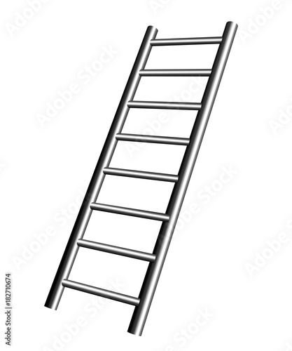 Realistic metal staircase on a white background. Vector illustration