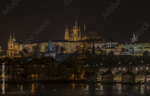 Prague castle in autumn dark night