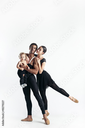 A happy family on white background