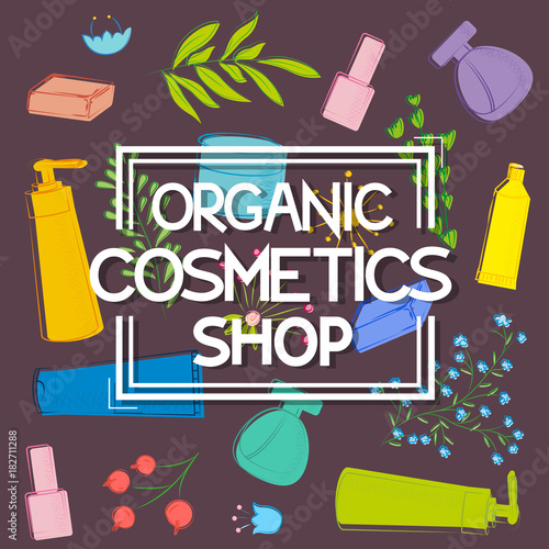 vector logo organic cosmetics shop