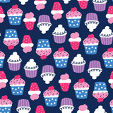 seamless colorful cupcake pattern vector illustration