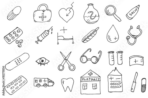 Medical icons doodle vector