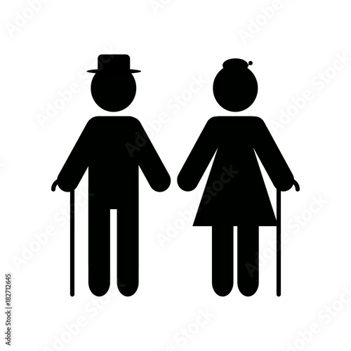 Grandparents couple silhouette, vector illustration